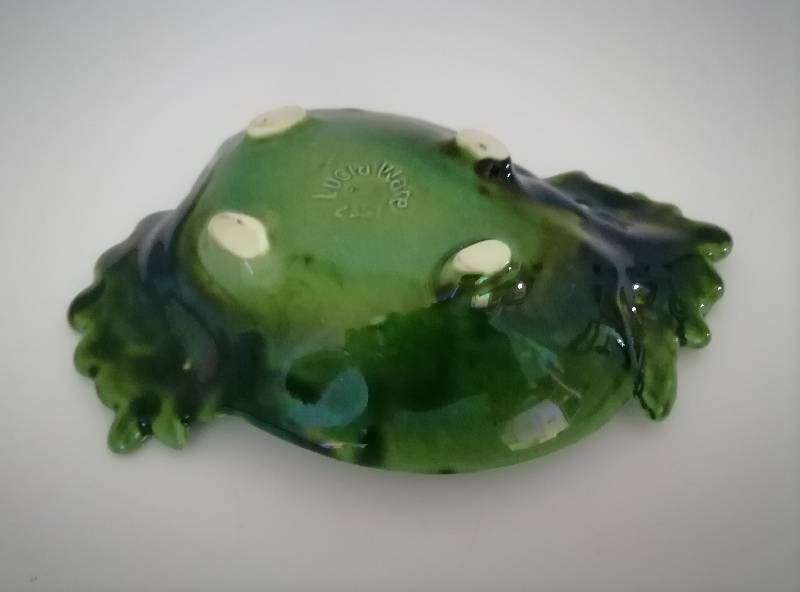Rare Green Lucia Ware flower bowl. 24.5cm No: 2351