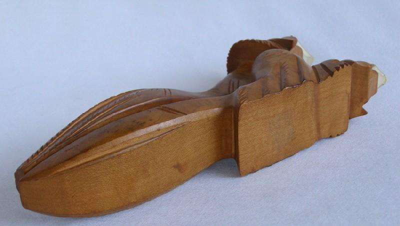 Hilarious Vintage wooden NUTCRACKER. Chickens in RISQUE pose. 21 cm. Excellent Condition