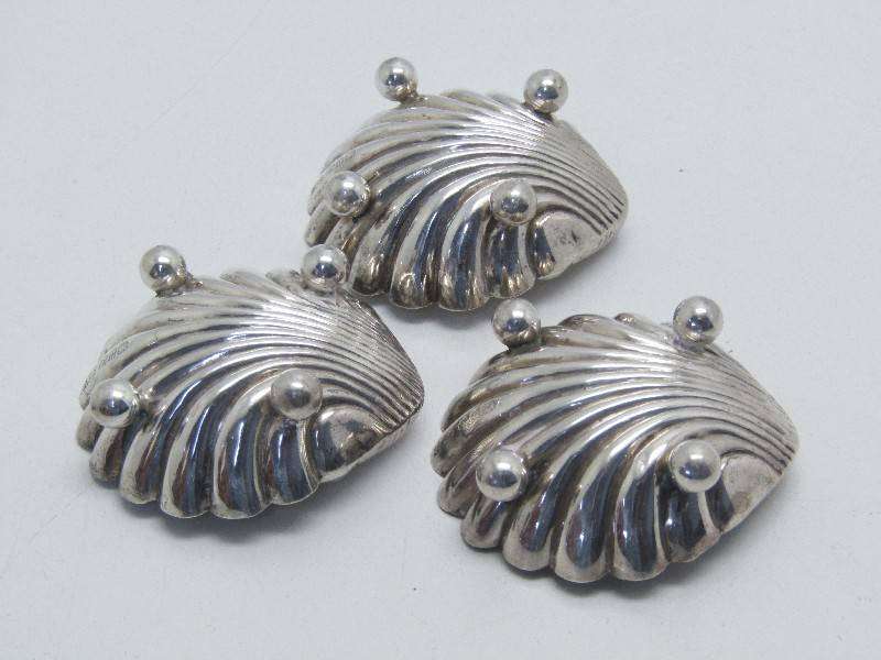 Trio Antique Hallmarked Silver Shell dishes. Birmingham, 1894. John Millward Banks. 38.36g