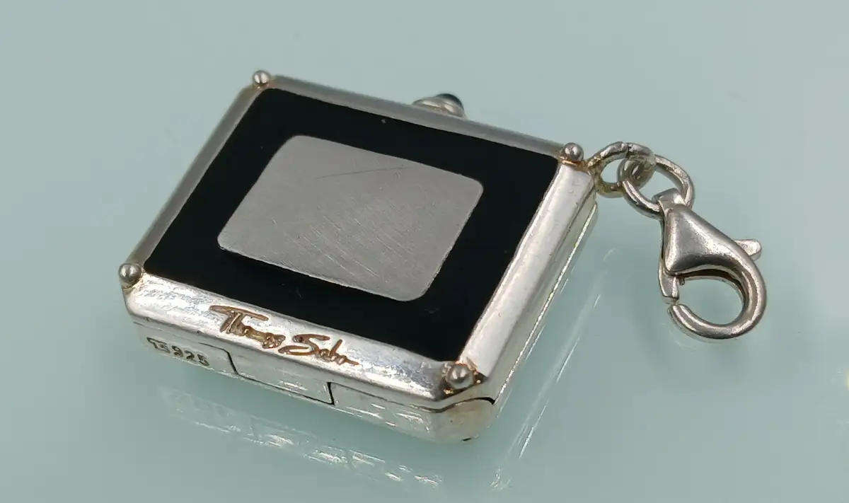 Genuine Thomas Sabo Sterling silver locket handbag charm with sparkly Cubic zirconias. 10g 2cm long