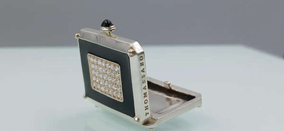 Genuine Thomas Sabo Sterling silver locket handbag charm with sparkly Cubic zirconias. 10g 2cm long