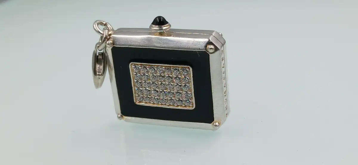 Genuine Thomas Sabo Sterling silver locket handbag charm with sparkly Cubic zirconias. 10g 2cm long