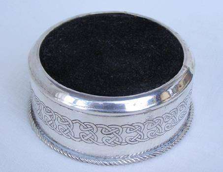 Celtic Design Silver Plated Wine or Champagne bottle Coaster 13 x 5.5cm
