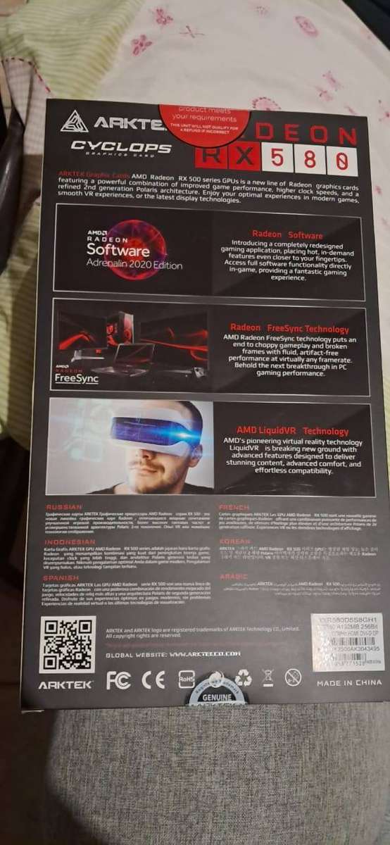 Arktek AMD Radeon RX580 8GB GDDR5 256-bit HDMI / DVI / DPx3 Graphics Card