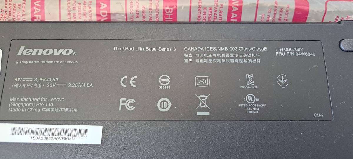 Lenovo ThinkPad Ultrabase Series 3 Docking Station Brand new With Keys