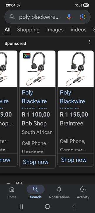 Plantronics Poly BlackWire 3320 Headset Brand New Sealed