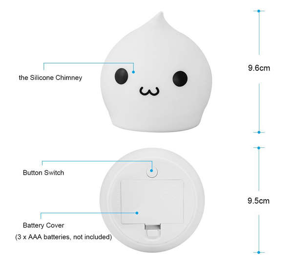Battery Powered 7 Colors Water Drop Silicone LED Night Light,Touch Sensor Lovely Sweet Household Dec