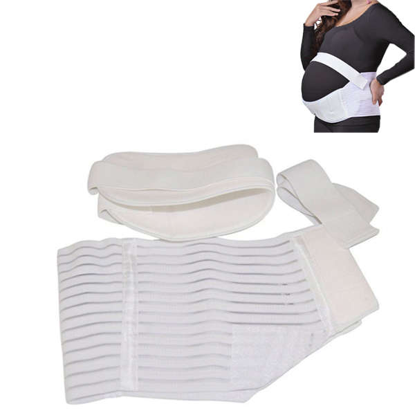 Maternity Belt Waist Abdominal Back Belly Band Pregnancy Belt Support Brace - Size XL(White)