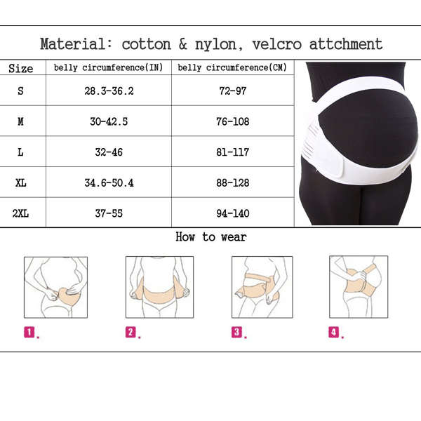 Maternity Belt Waist Abdominal Back Belly Band Pregnancy Belt Support Brace - Size XL(White)