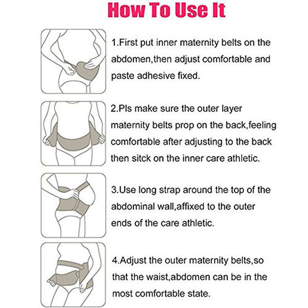 Maternity Belt Waist Abdominal Back Belly Band Pregnancy Belt Support Brace - Size XL(White)