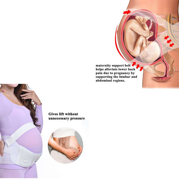 Maternity Belt Waist Abdominal Back Belly Band Pregnancy Belt Support Brace - Size XL(White)