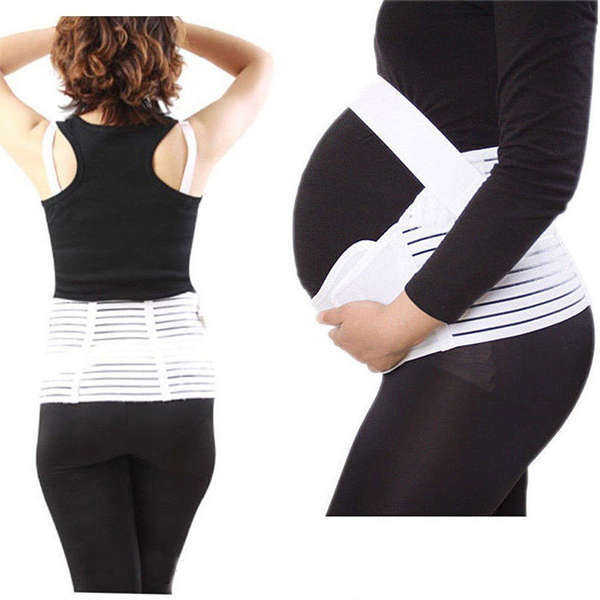 Maternity Belt Waist Abdominal Back Belly Band Pregnancy Belt Support Brace - Size XL(White)