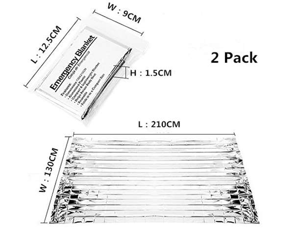 Emergency Survival Thermal Reflective Cold Weather Shelter Tube Tents for Hiking Pack of 2