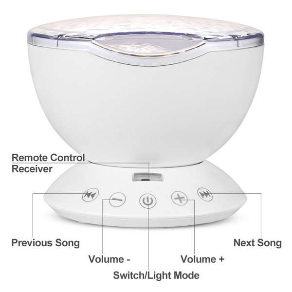 Multi-Color Ocean Wave Projector Light with Built-in Music Player