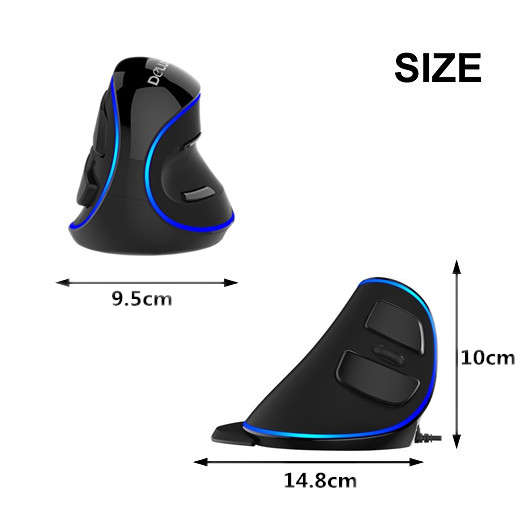 Delux M618 Plus Wired Vertical Mouse Ergonomic Optical Mouse Blue Light 1600 DPI