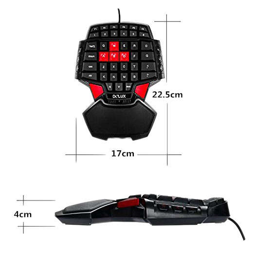 46-Key Wired Professional Singlehanded backlit Gaming Keyboard Mini Gaming Keypad Ergonomic Gamepad