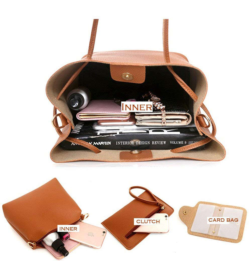 4 in 1 Fashion Handbags Set for Women - Brown