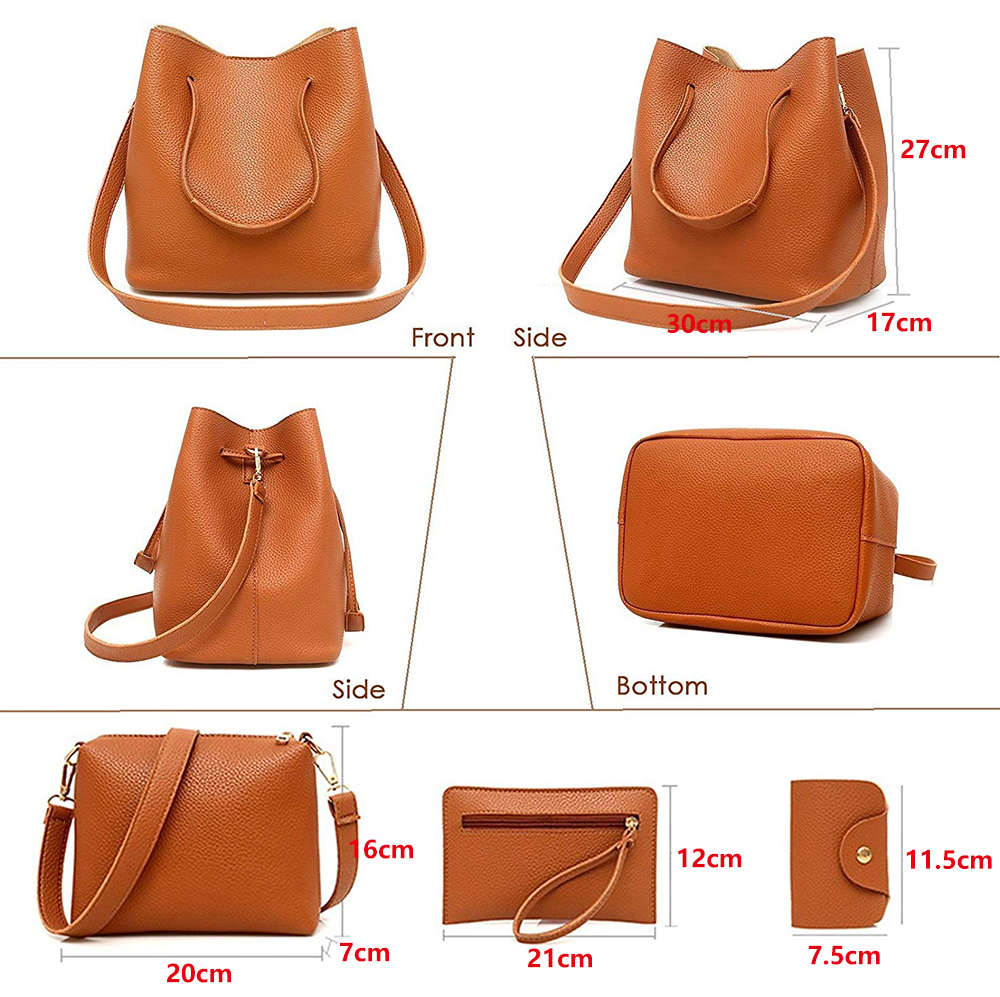 4 in 1 Fashion Handbags Set for Women - Brown