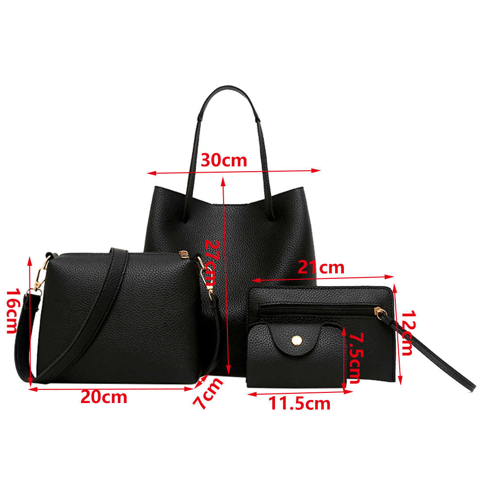 4 in 1 Fashion Handbags Set for Women - Black