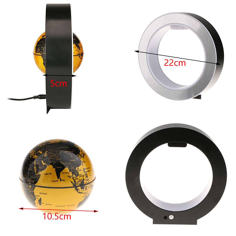 4Inch Floating Globe with LED Lights Magnetic Levitation - Gold