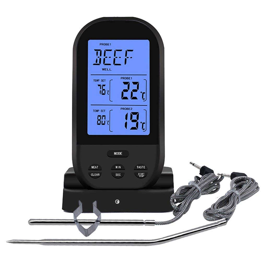 Wireless Digital Cooking Thermometer with Timer - Black