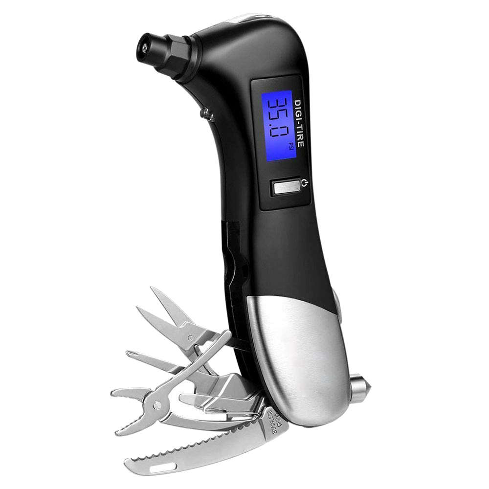 9-in-1 Digital Tire Pressure Gauge with Emergency Rescue Tool Kit