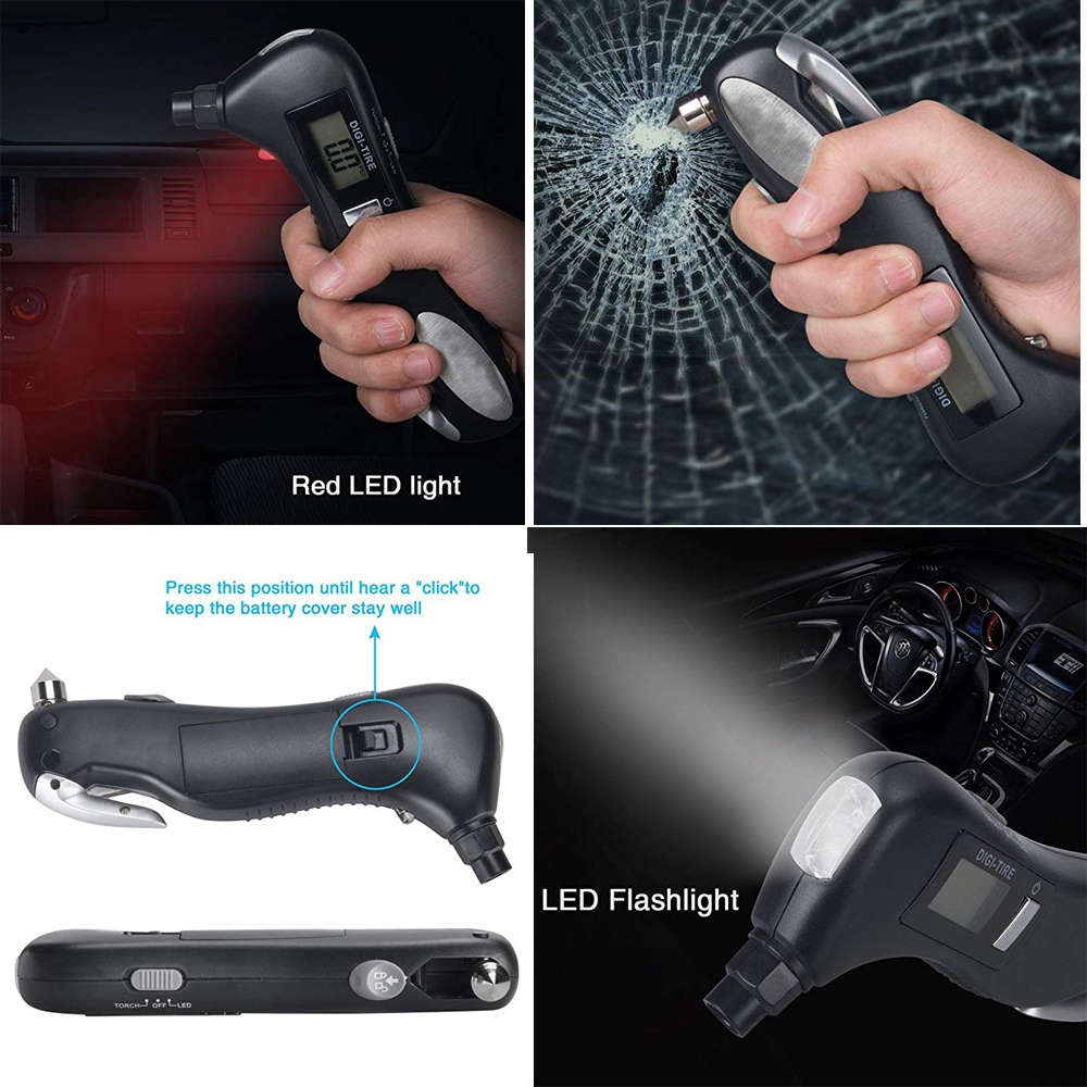 5-in-1 Digital Tire Pressure Gauge with Emergency Rescue Tool Kit