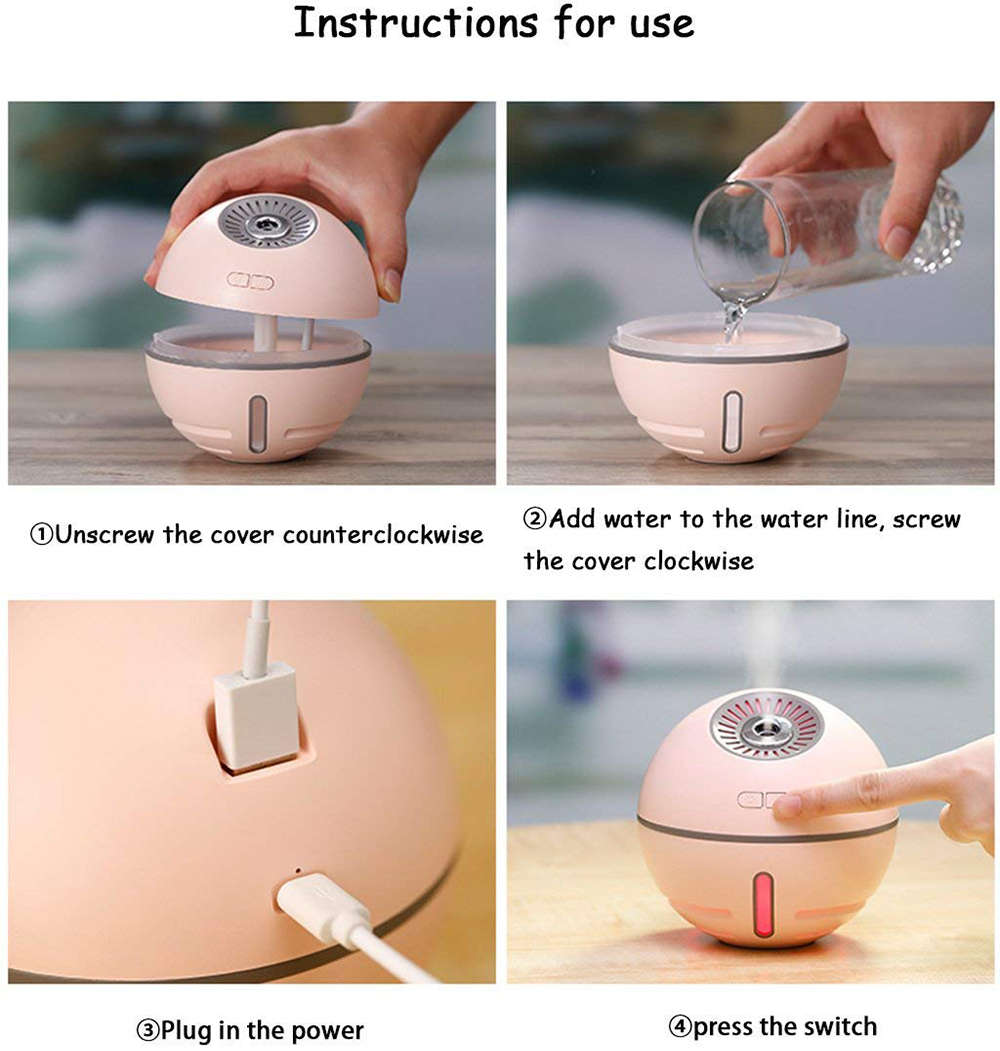 4-in-1 Space Ball Humidifier - Pink
