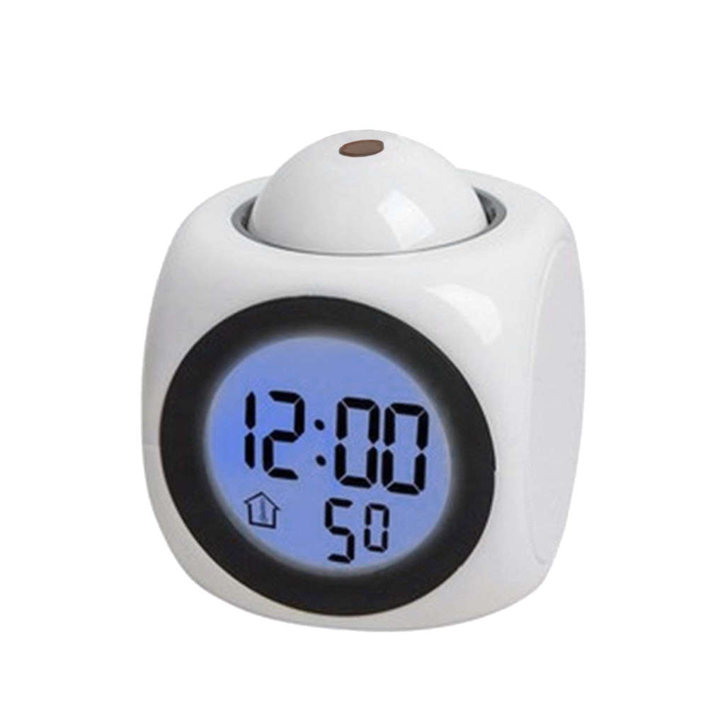 Multi-Function LED Talking Projection Clock - White
