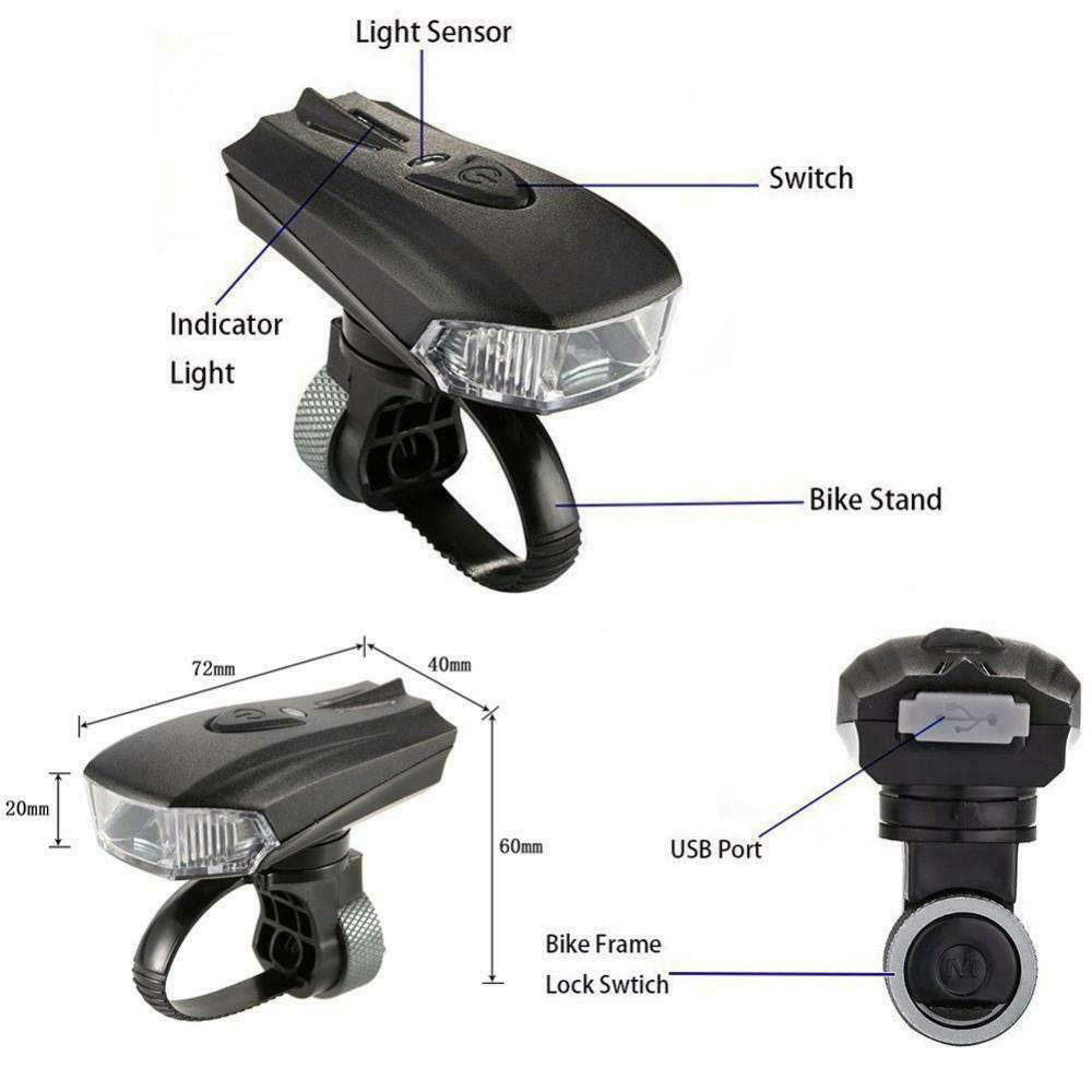 MIUI Bicycle Front Light Torch USB Rechargeable Handlebar Lamp