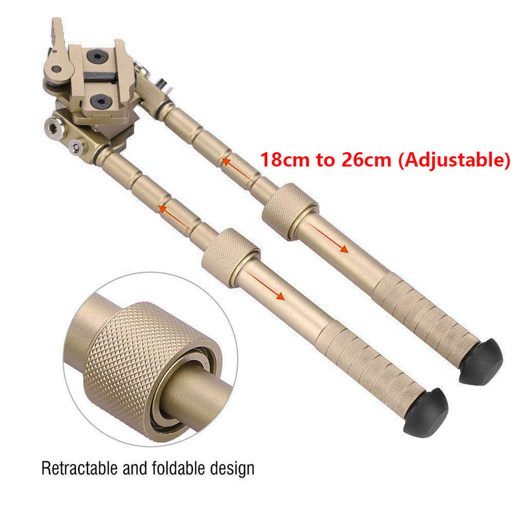 360° Rotatable Adjustable Tactical Rifle Bipod - Gold