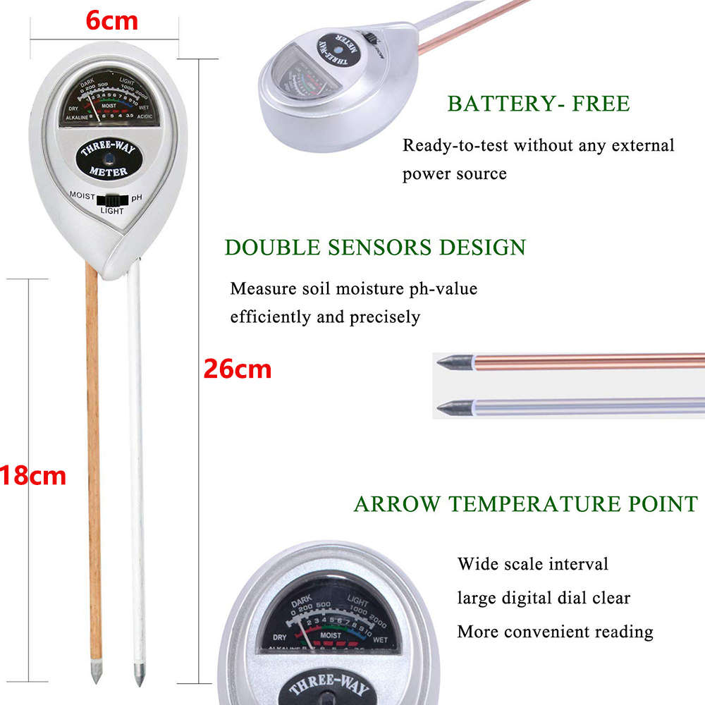 3-in-1 Soil Meter - Silver