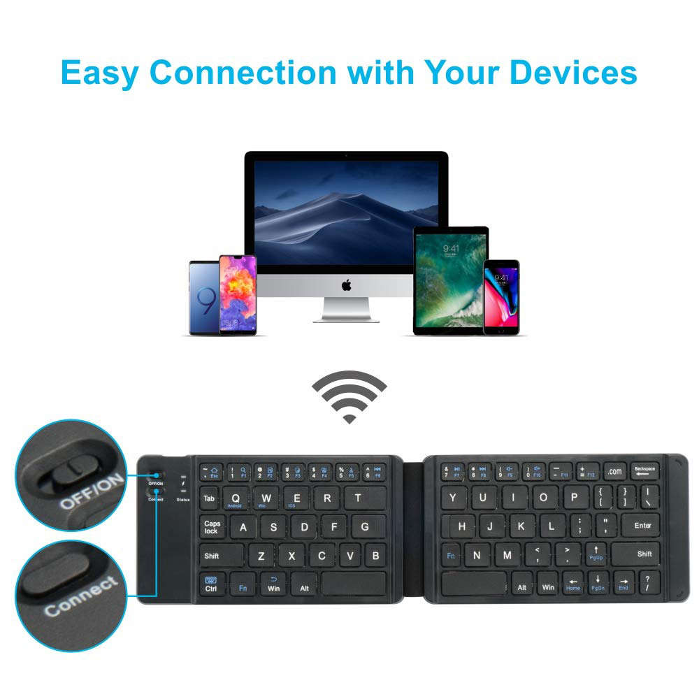 Ultra-Slim Folding Mini Wireless Bluetooth Keyboard