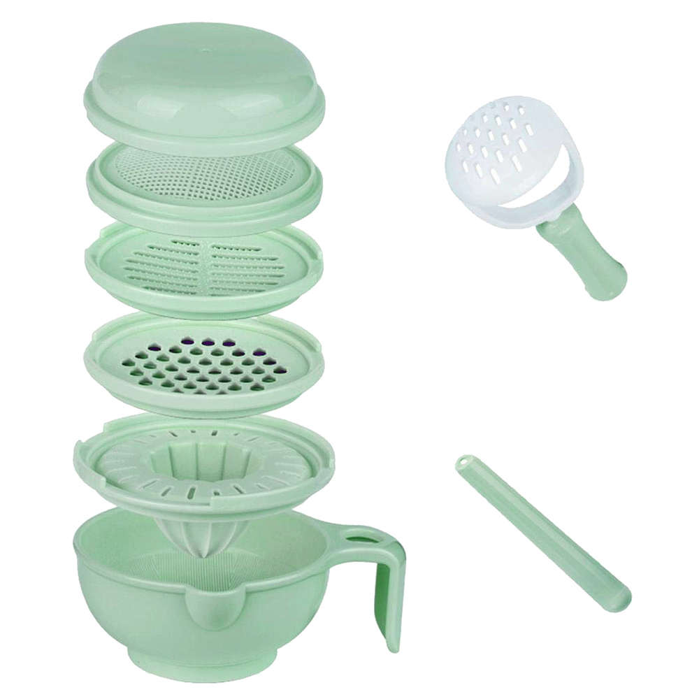 9 in 1 Multifunctional Manual Baby Food Grinder Bowl - Pale Green