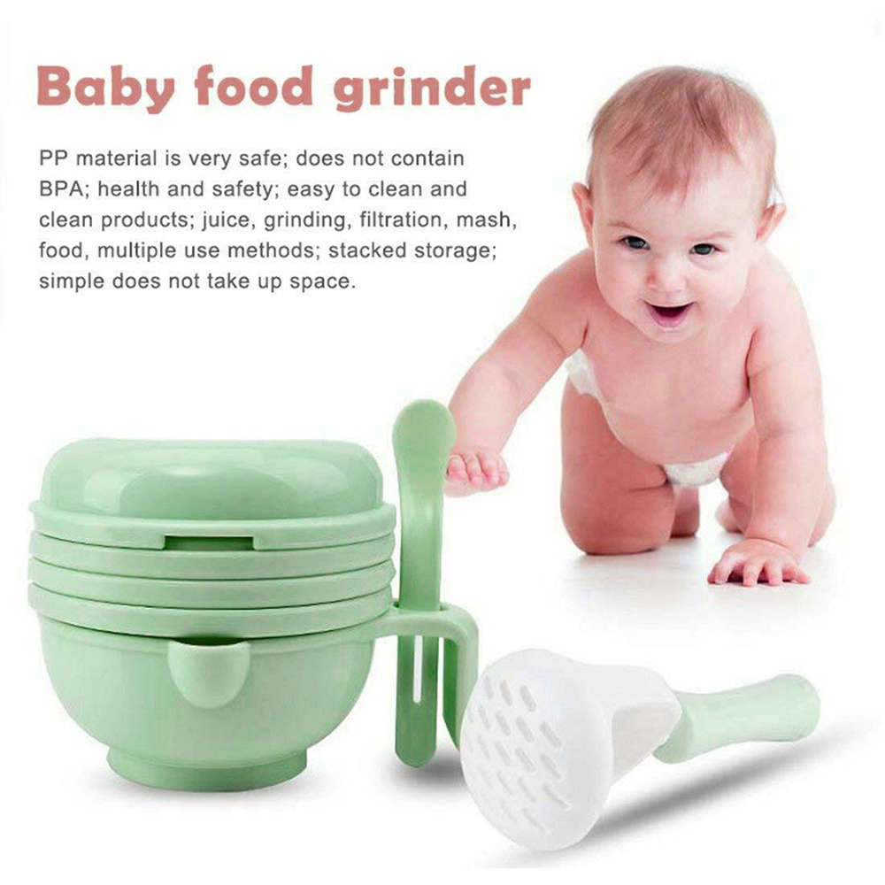 9 in 1 Multifunctional Manual Baby Food Grinder Bowl - Pale Green