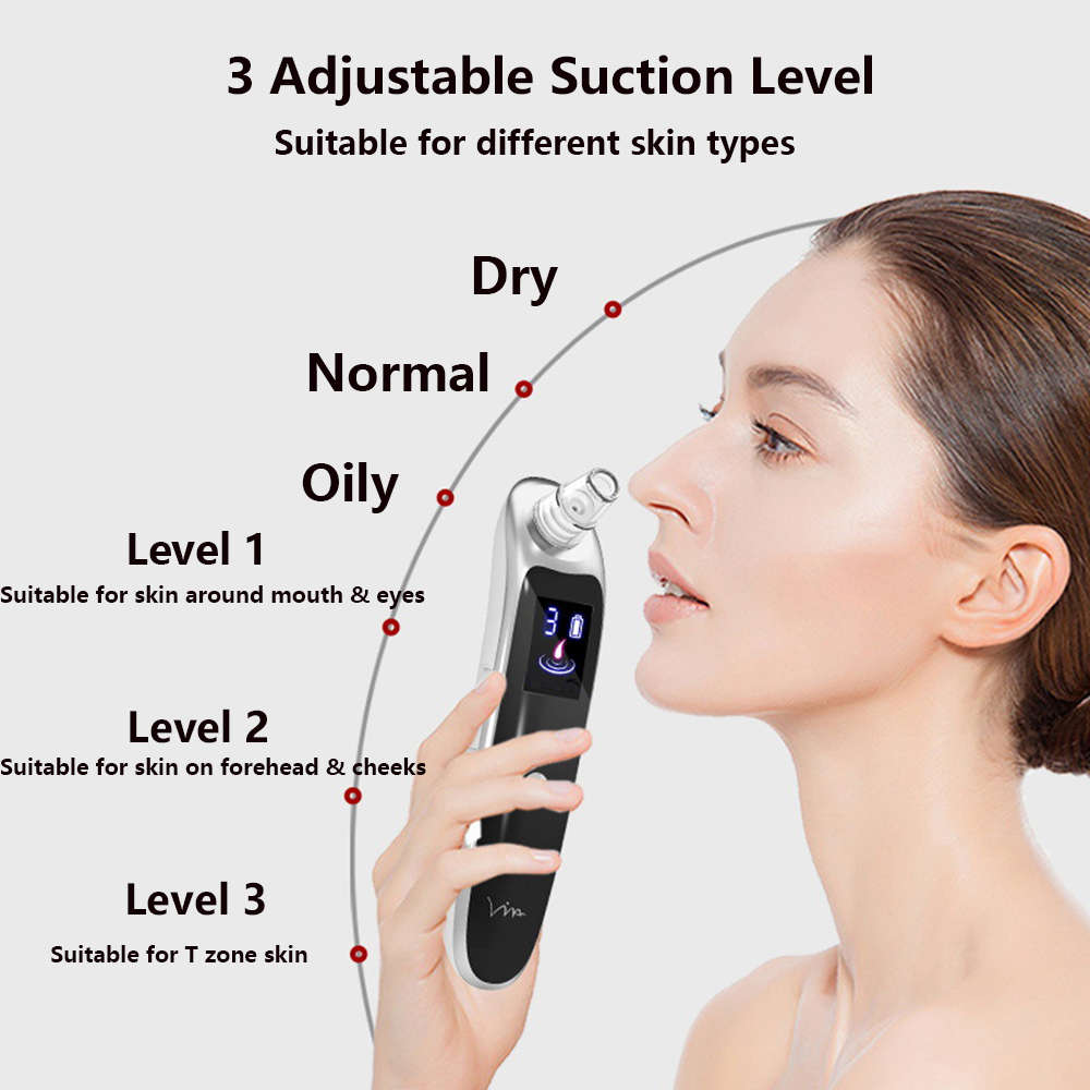 Blackhead Remover Pore Vacuum with 6 Sucker Heads & 3 Suction Modes