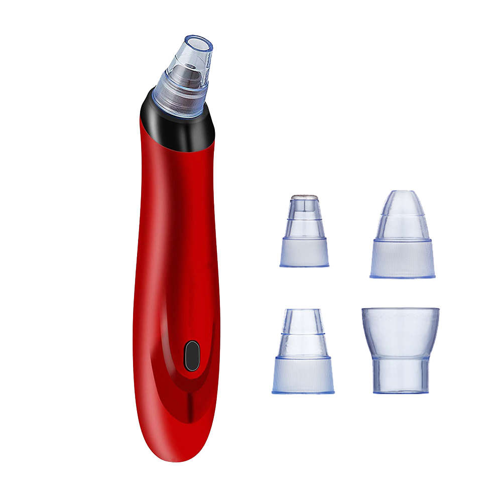 Electric Facial Pore Vacuum Cleaner with 5 Sucker Heads - Red