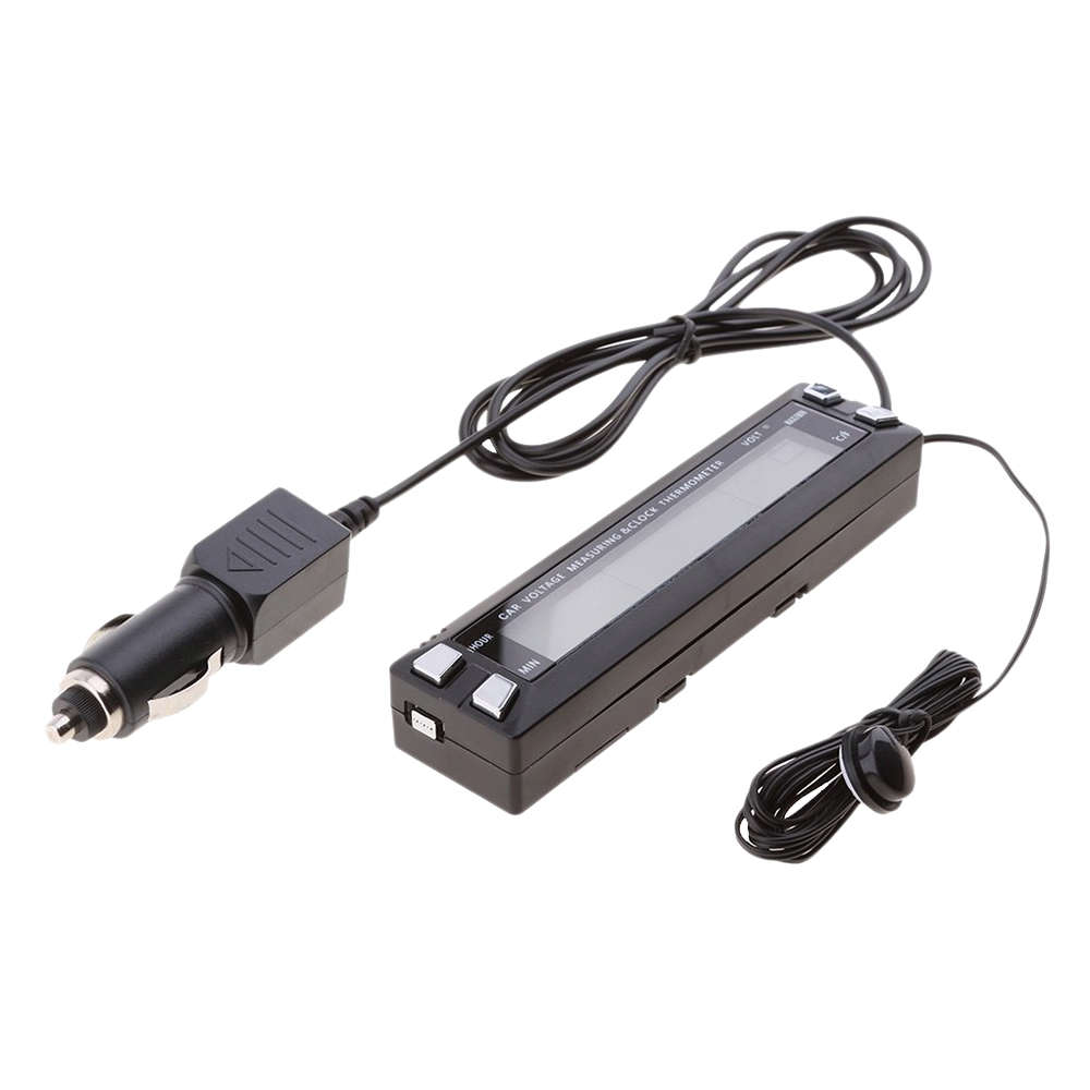 4 in 1 Digital LCD Display Car Clock Voltage Monitor with Thermomete