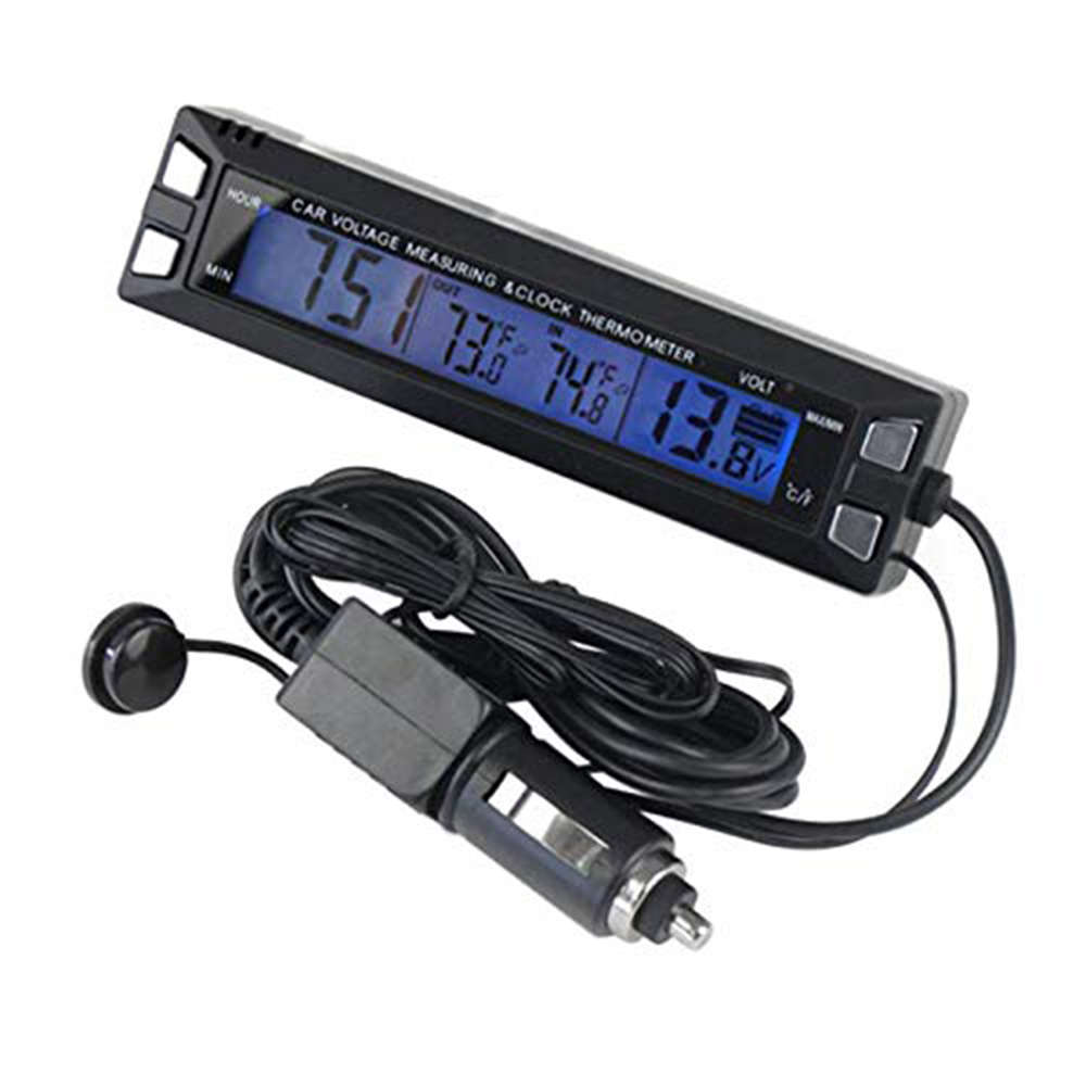 4 in 1 Digital LCD Display Car Clock Voltage Monitor with Thermomete