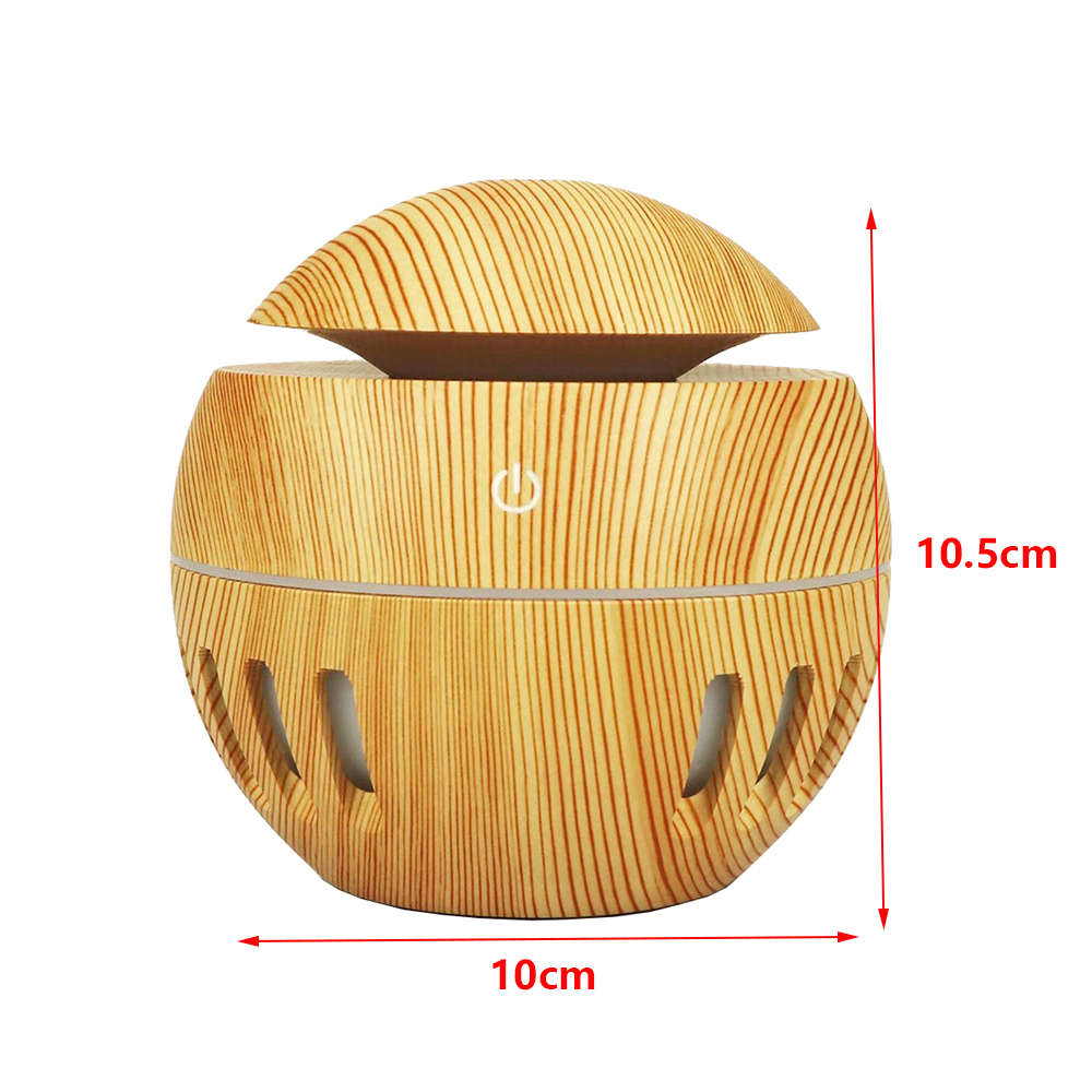 Portable 7 Color LED Light Wood Grain Hollow Aromatherapy Diffuser - 130ml