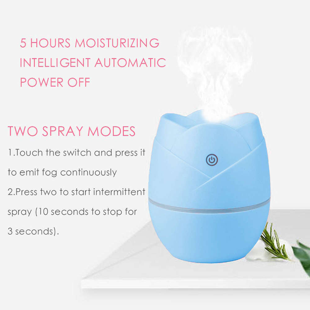 USB Rose Shape Mini Humidifier - Blue