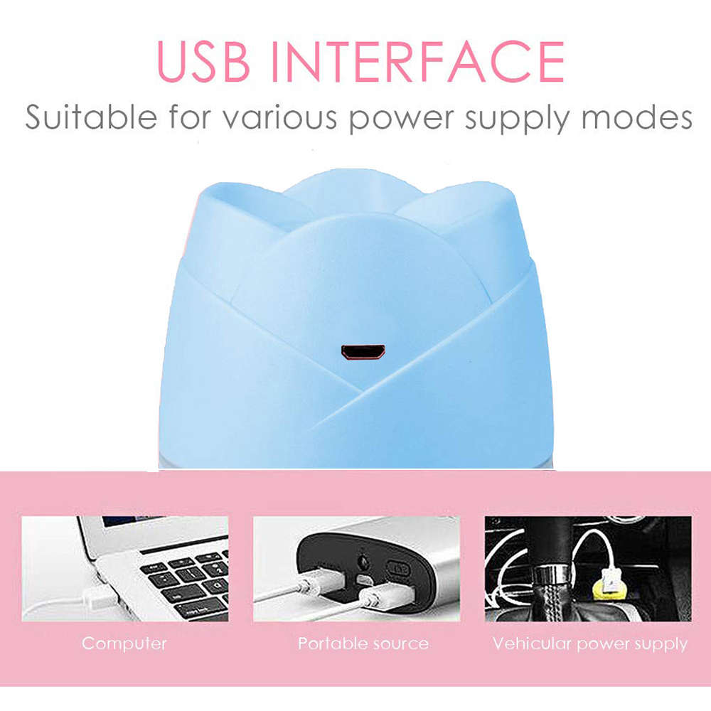 USB Rose Shape Mini Humidifier - Blue