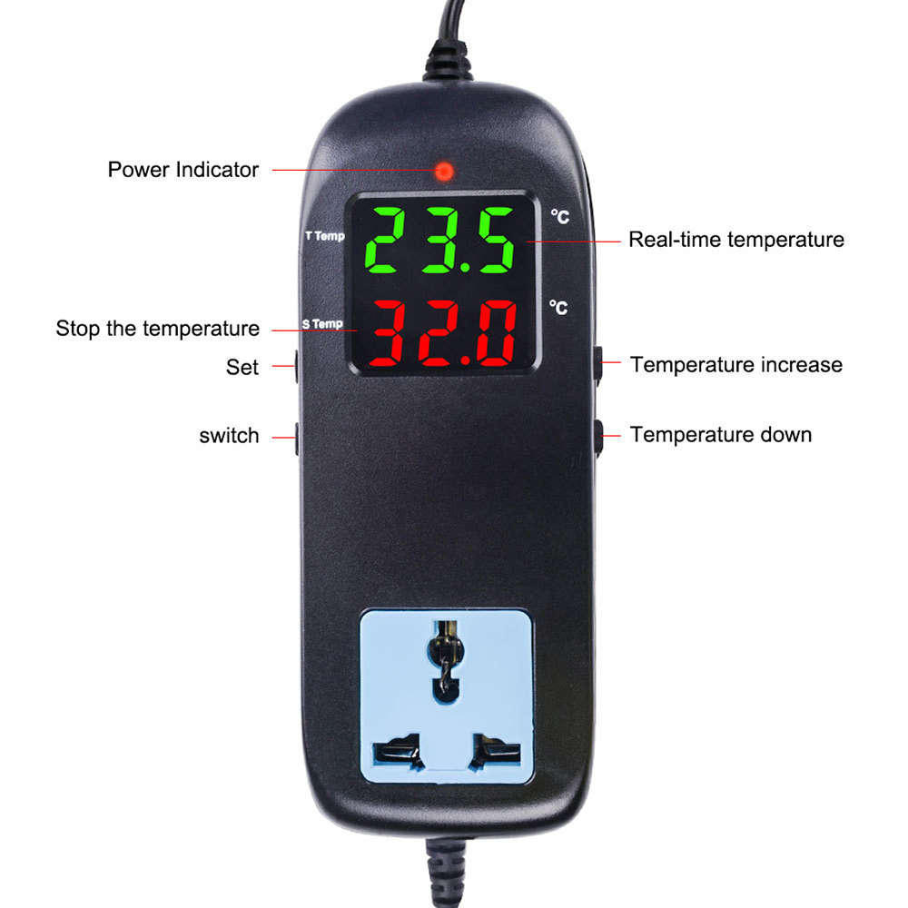 Digital LCD Thermostat Temperature Controller with Cord EU Plug