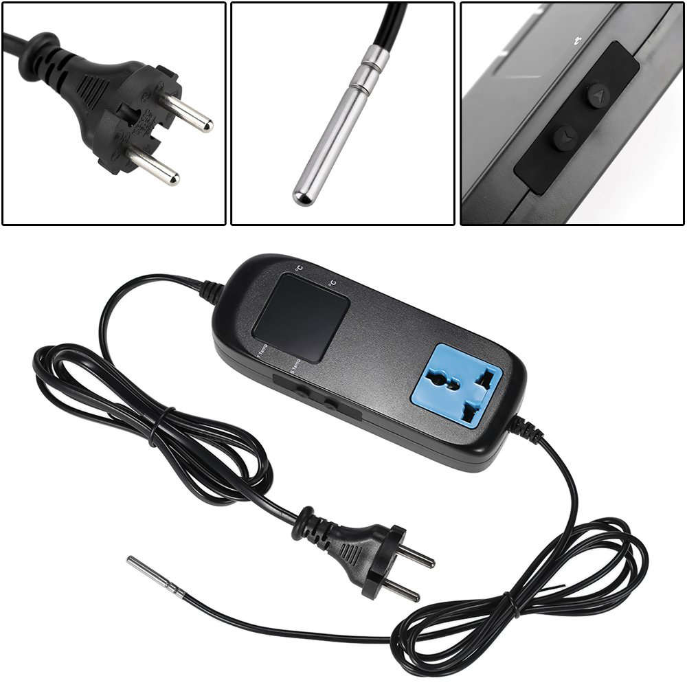 Digital LCD Thermostat Temperature Controller with Cord EU Plug