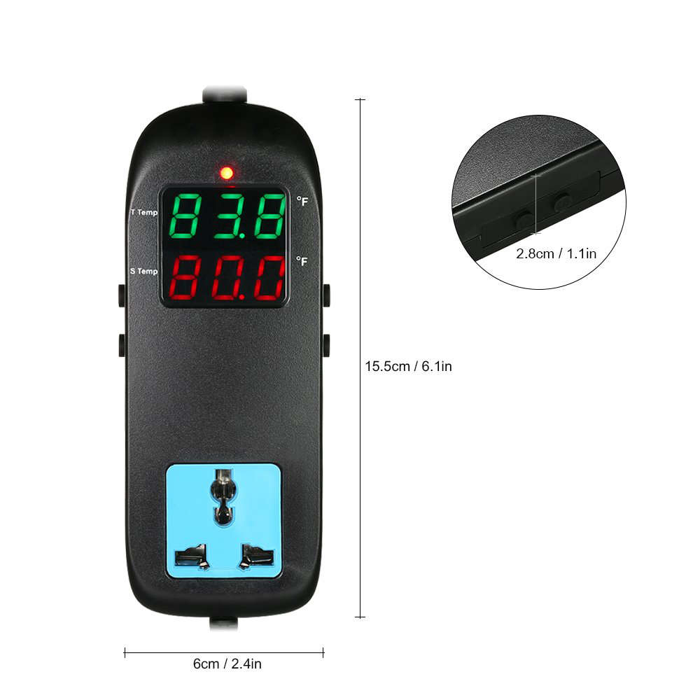 Digital LCD Thermostat Temperature Controller with Cord EU Plug