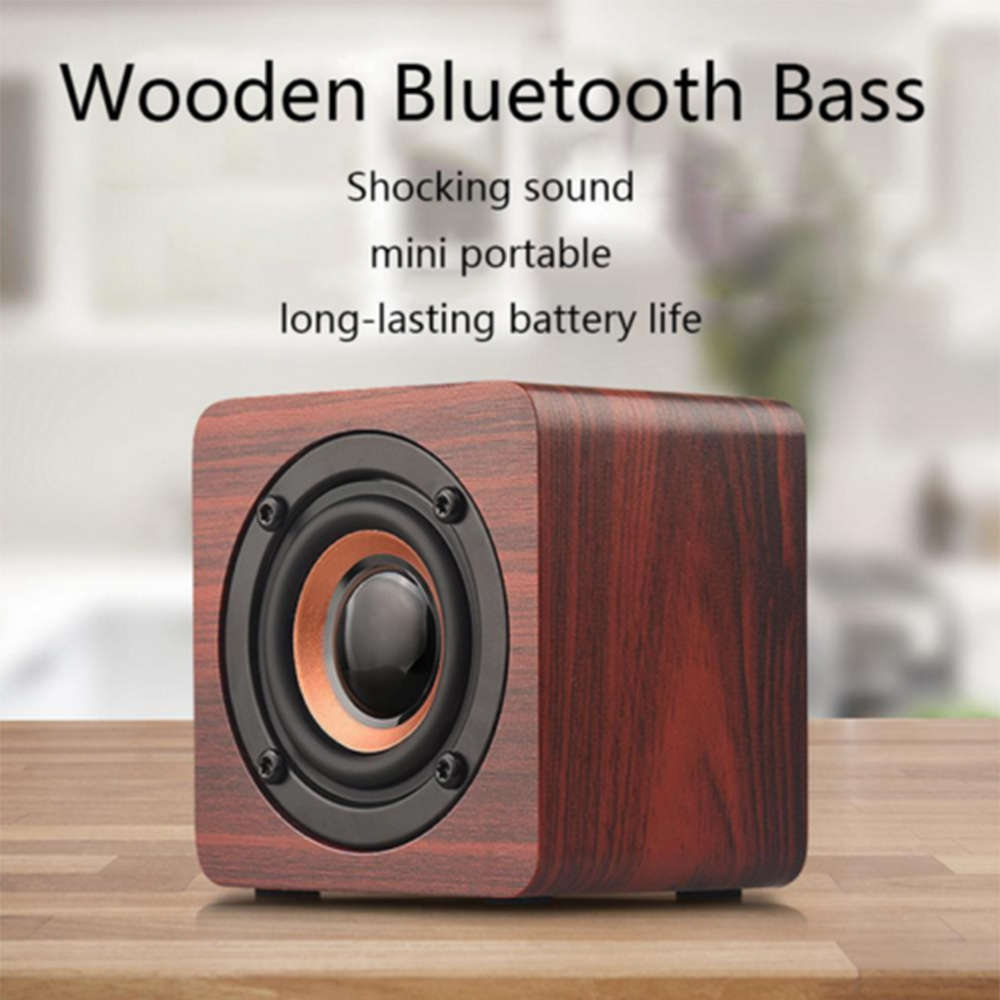 Portable Mini Wooden Wireless Bluetooth Speaker - Red Wood Grain