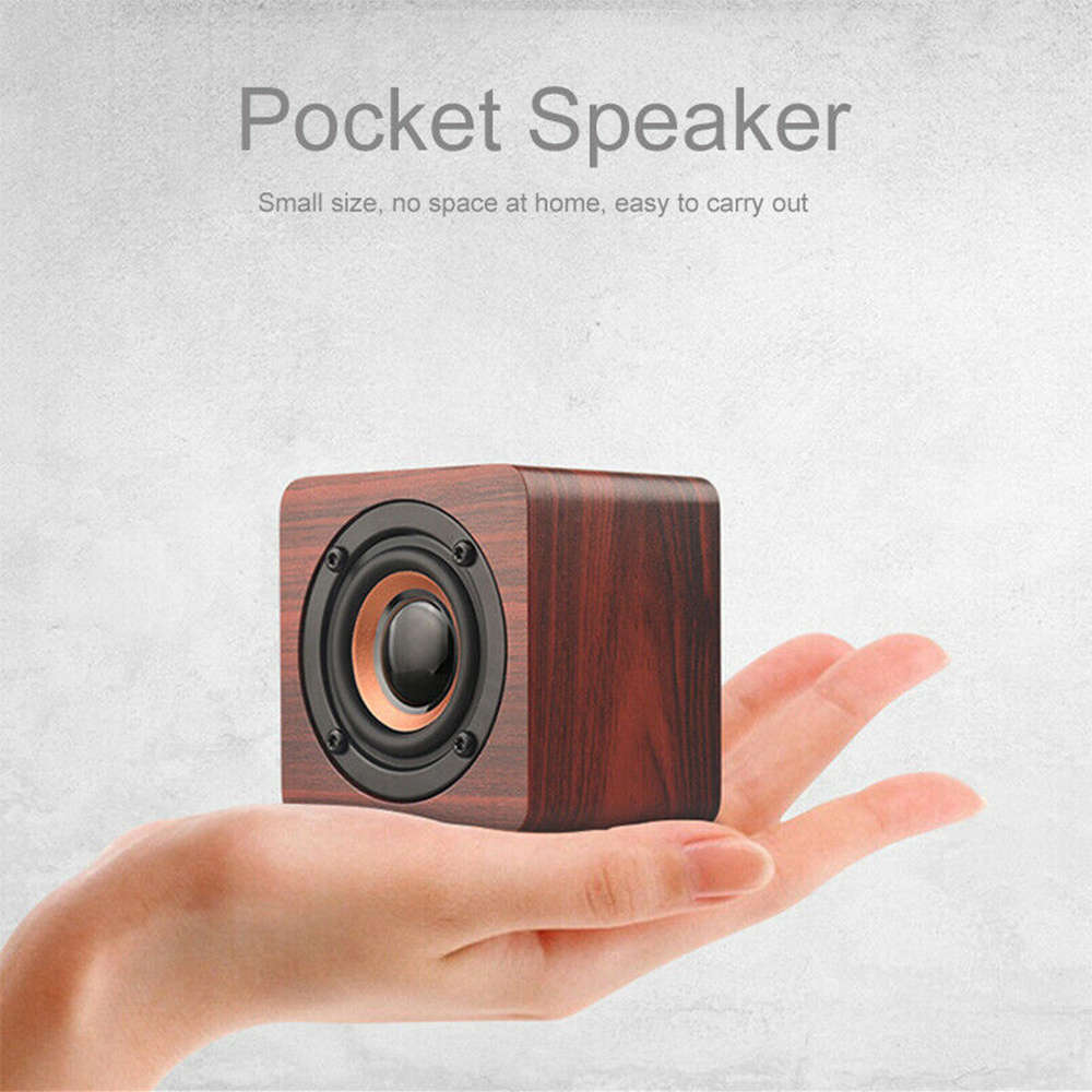 Portable Mini Wooden Wireless Bluetooth Speaker - Red Wood Grain