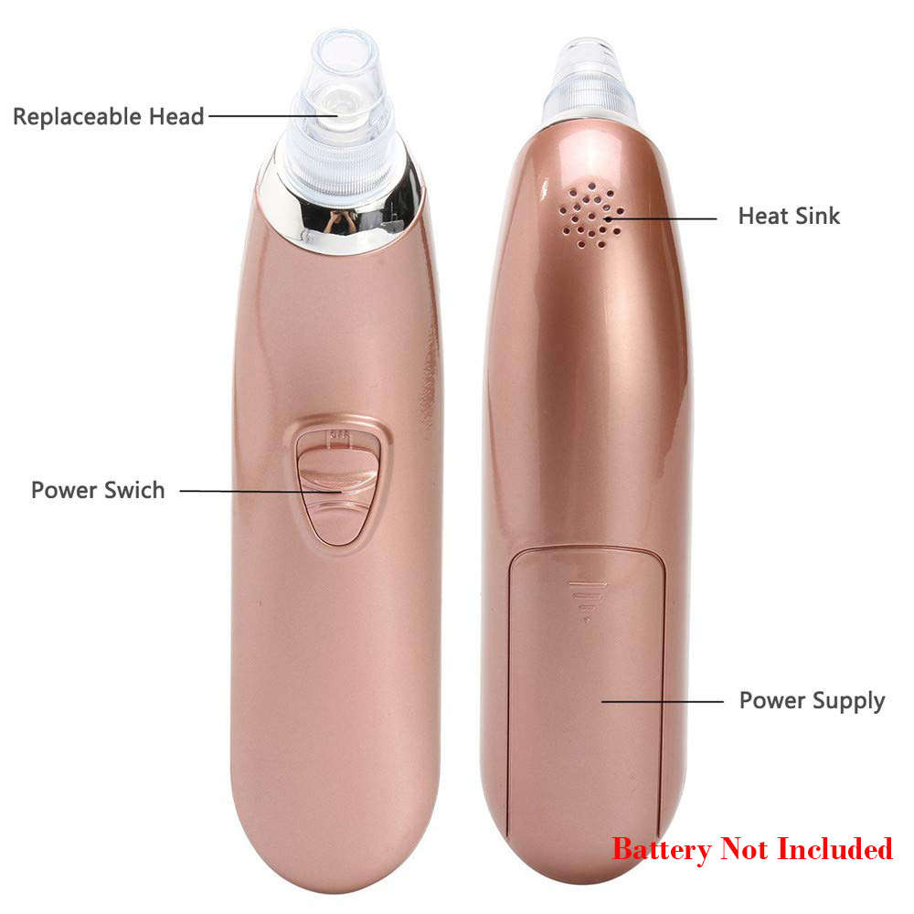Blackhead Remover Pore Vacuum Cleaner with 4 Sucker Heads - Rose Gold