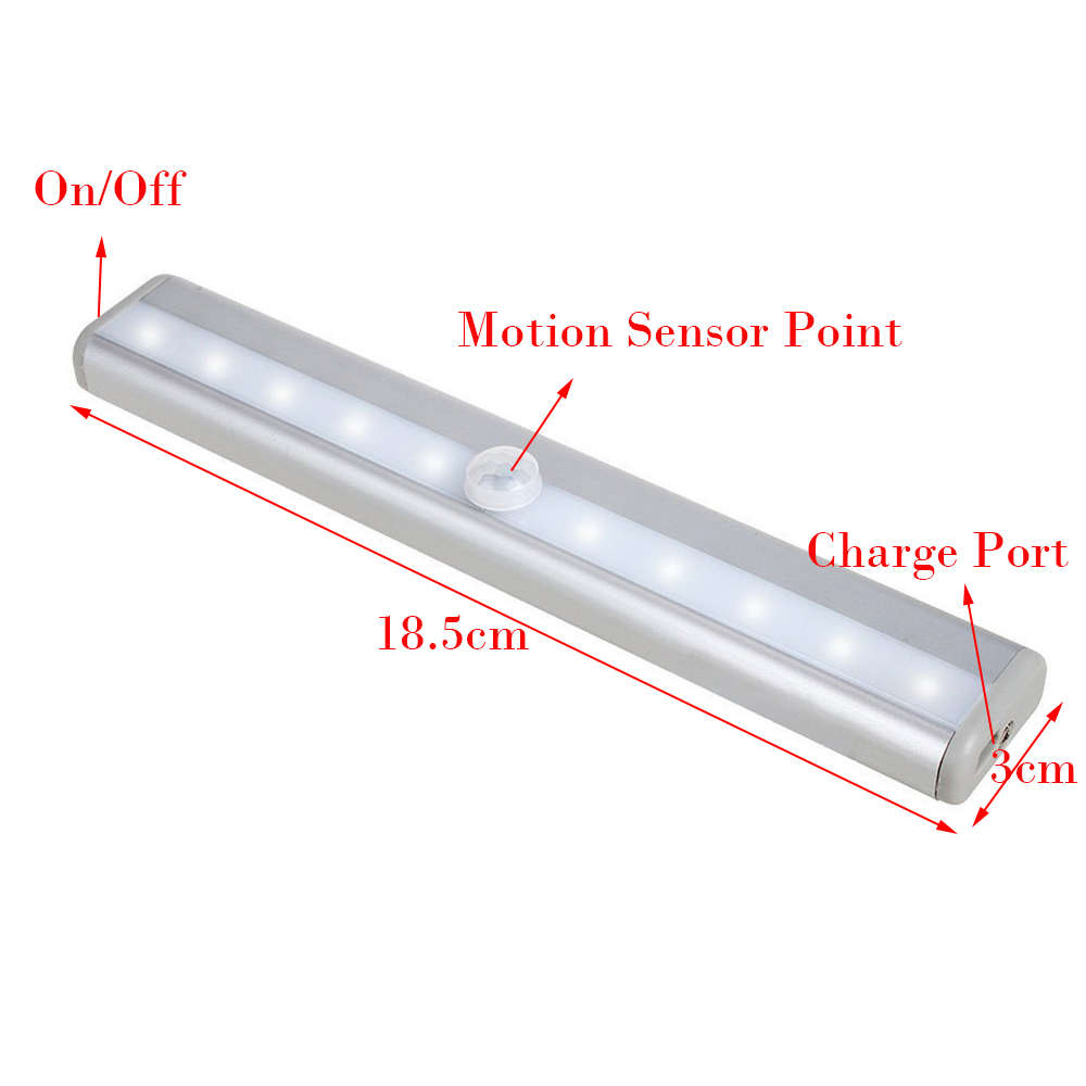 Portable 10 LED Rechargeable Motion Sensor Closet Light