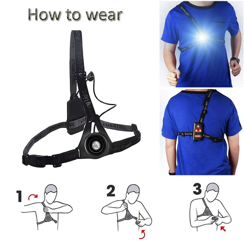 Outdoor Night Running Safety LED Chest Light & Back Warning Light